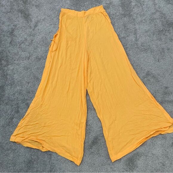 NWT ASOS Flourescent Orange Swim Cover Wide Leg  Pants Size 8 - Picture 1 of 13